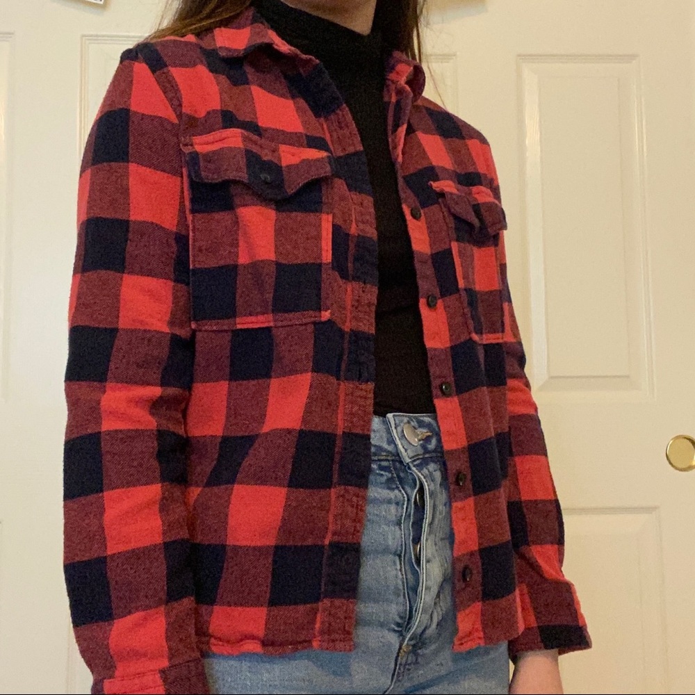 F21 Red Plaid Top
